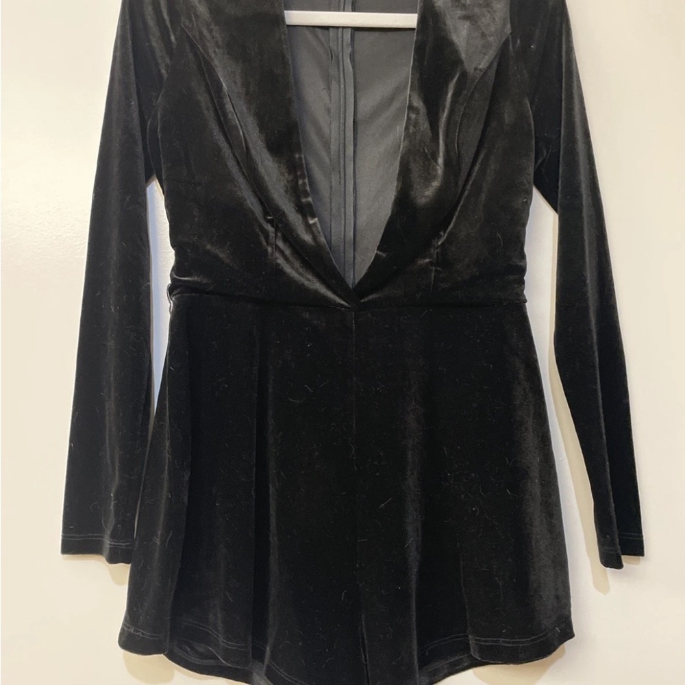 Tobi Black Velvet Jumpsuit